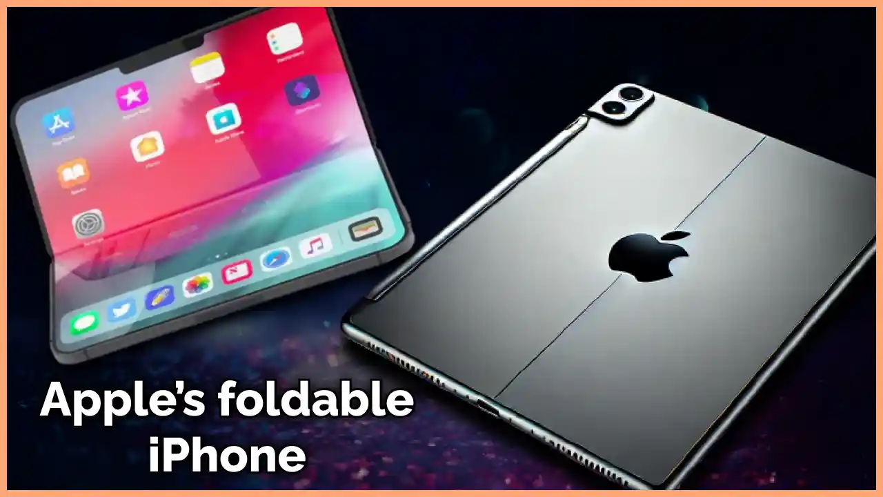 Concept image of Apple’s foldable iPhone featuring a unique book-style design